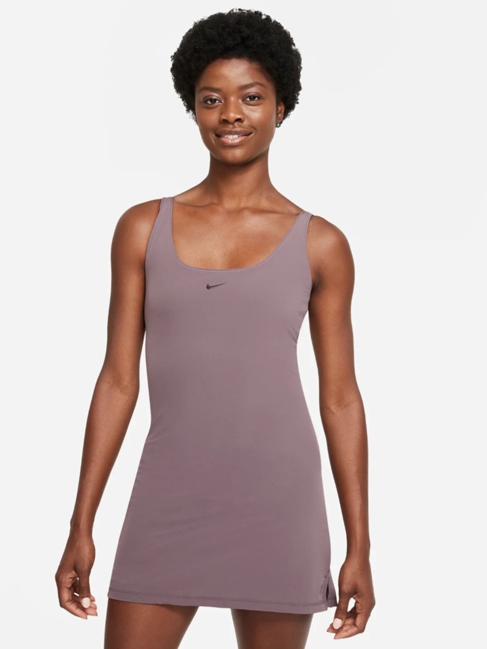 Nike Taupe Grey Luxe Bliss Slim Fit Tennis Dress with Built-in bodysuit